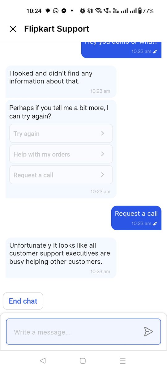 bikashkumar1989's tweet photo. @flipkartsupport You can check the dumbness of Flipkart, they have been giving the same reply from yesterday. https://t.co/CwjHHfvSVH