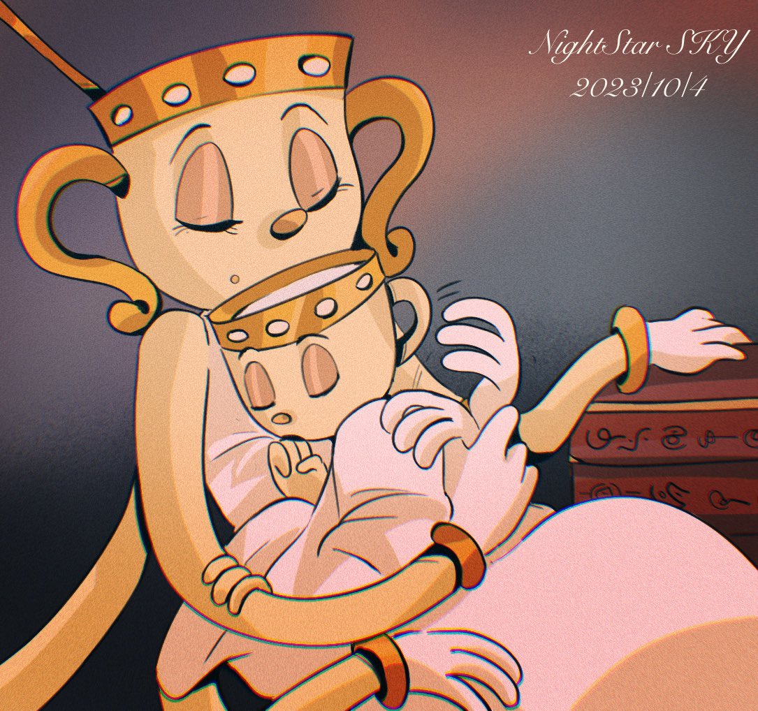 SkyTheLamb's tweet photo. Drawing of some ms. chalice in life, in her arms is the future leader of the Cupcake City-State, her child and pupil, Lucas
#cuphead #chalice #cupheadfanart #cupheadfandom https://t.co/RlFXPZMlIO