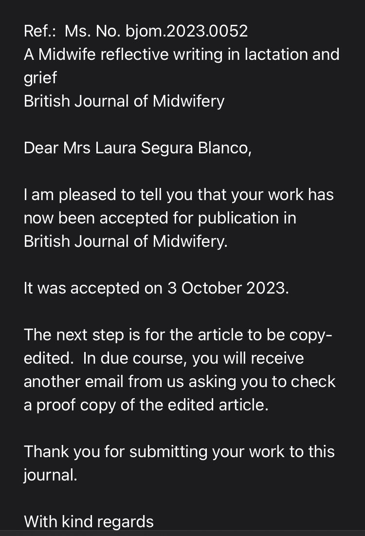 superlaurichi's tweet photo. What a National breastfeeding week, I sat the IBCLC exam, our poster won a prize in the ALCI conference 2023, and today I get this email…is happening ..my first publication,  accepted on the first go…delighted…my Hugo is certainly full of magic ♥️ really proud of myself https://t.co/gqkV0w42gd