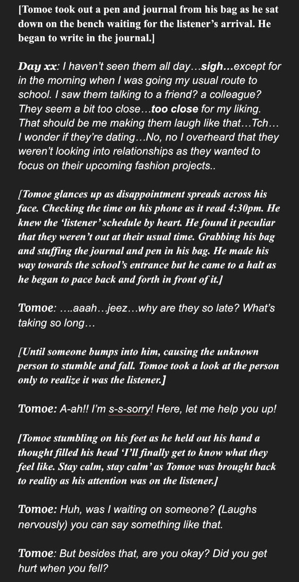 __miaomeow__'s tweet photo. lol remember when I used to write scripts. I’m actually working on one. 👍 It’s like a prologue to the (actual) Yandere Asmr.
I don’t know when this will be finish but :D
#Doppioscripts https://t.co/K2qsuXvmt3