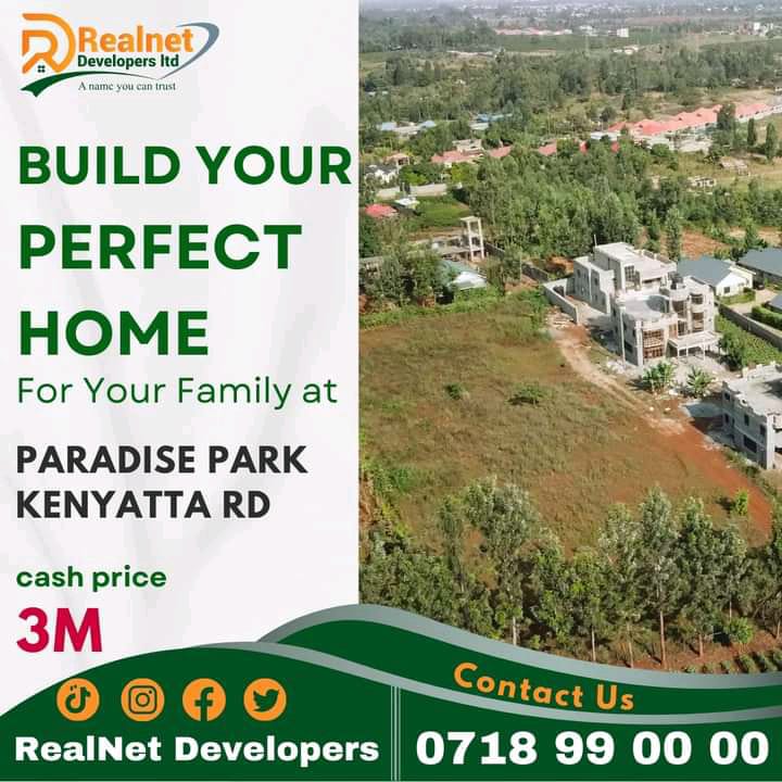 Embrace the Opportunity to Create Your Dream Haven with RealNet Developers

◉ Paradise Park Plots, Kenyatta Rd
   
 📐 Size: 50 by 100
💰 Price: Ksh 3,000,000
✅ Ready Title Deeds

Experience luxury living surrounded by nature

#RealNetDevelopers #CustomerServiceWeek #CSWeek2023
