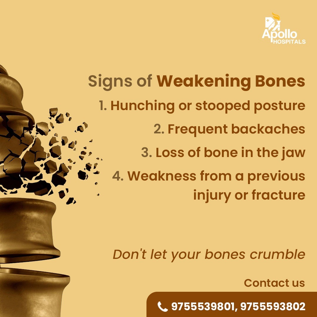 It's essential to recognize the signs and take action early to maintain your bone health. Bone loss or #Osteopenia occurs when the body does not create a new bone as quickly as the old bone is reabsorbed. If you're facing any of the given symptoms, visit us today!
