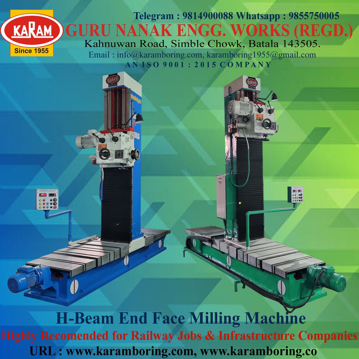 'KARAM' High Precision H-Beam End Face Milling Machine.
For your queries/requirement, please contact :
WhatsApp : +91-9814900088, +91-9855750005
Email Id:- karam@karamboring.com
URL:- karamboring.com #endmillingmachine #endmilling #FaceMilling #facingmachine #Girder