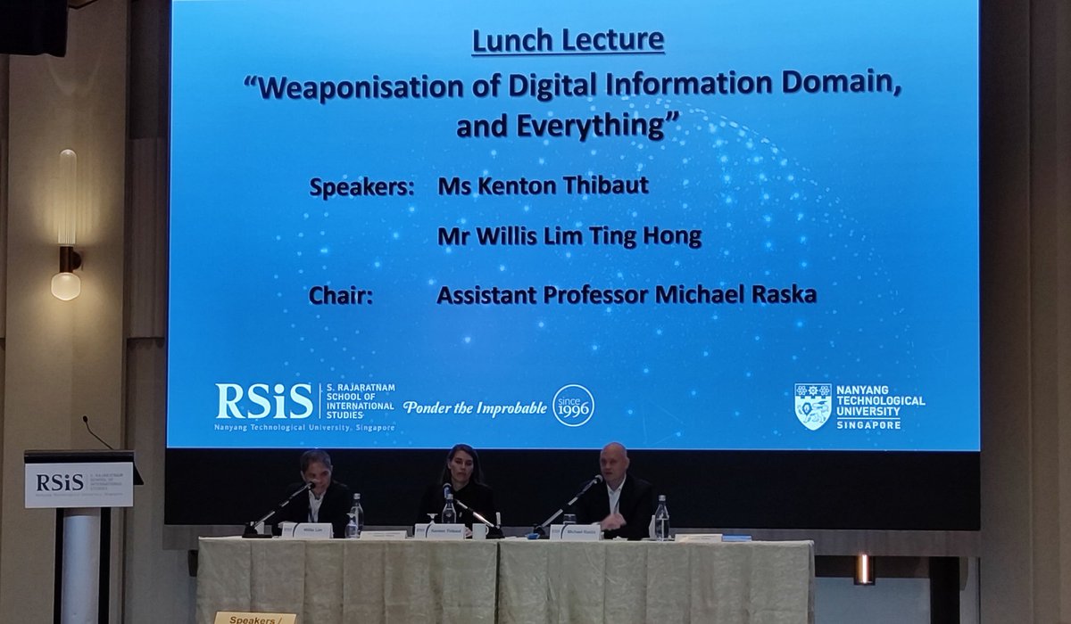 jollyman3's tweet image. 1. Today at 24th Asia Pacific Programme for Senior Military Officers (APPSMO) organised by Institute of Defence and Strategic Studies at @RSIS_NTU , we have two esteemed digital security domain experts. #digitalsecurity
#digitaldefence