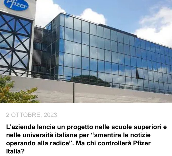 Pfizer Italia finanzier&agrave; un progetto contro la &ldquo;disinformazione&rdquo; nelle scuole superiori e nelle universit&agrave;