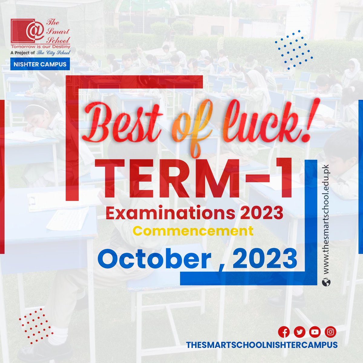 tssnishtercamp's tweet image. The Smart School - Nishter Campus (1)
"Term 1 examinations" Dear Students remember that each test is a stepping stone towards your dreams and aspirations. 
#smartschool #term1 #exams #students
