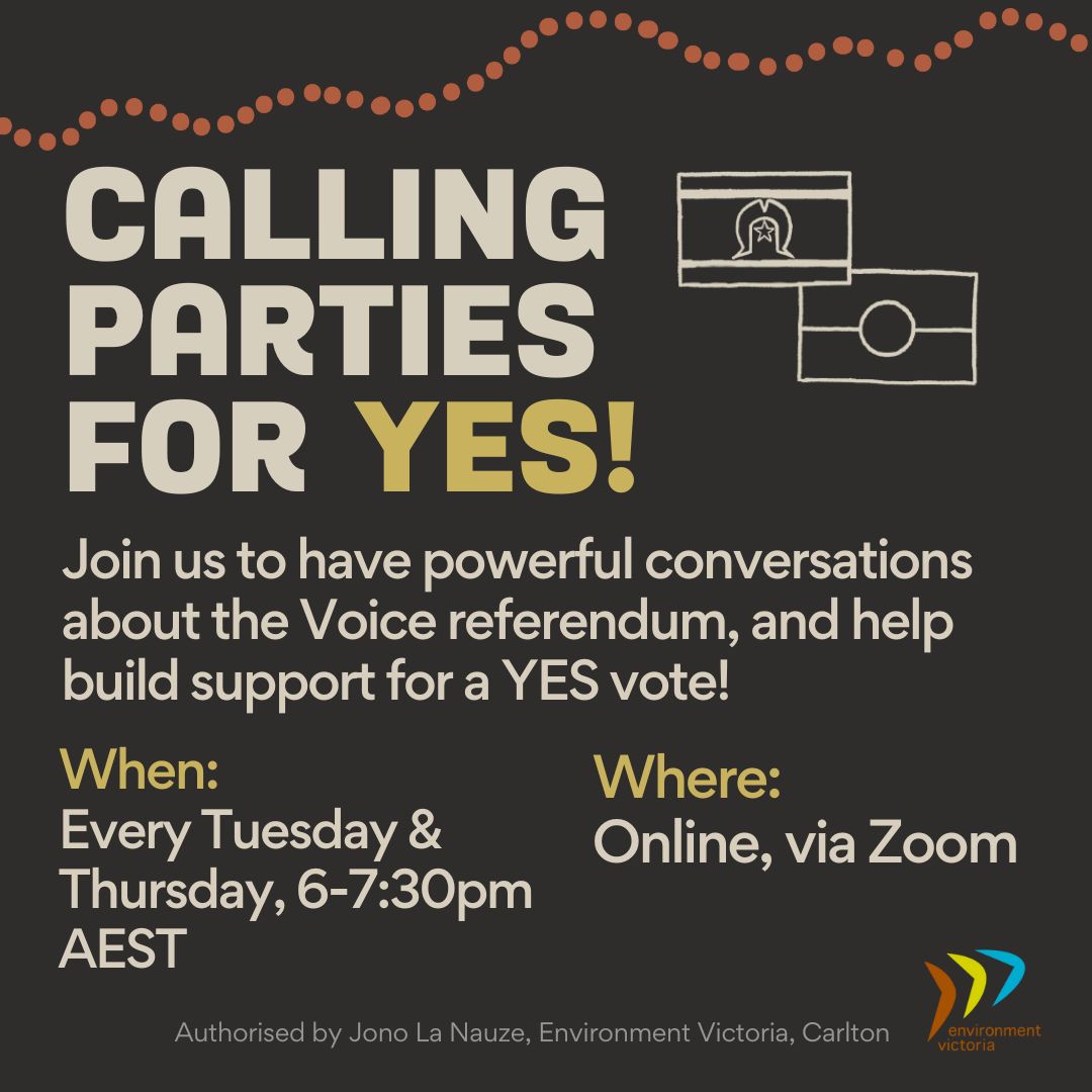 Looking for a way to get involved in the YES campaign? 💛 The most powerful thing you can do right now is have conversations! With friends, family, neighbours + more. ☎️ Come along to one of our calling parties to get all the training + support you need. environmentvictoria.org.au/2023/08/30/cal…