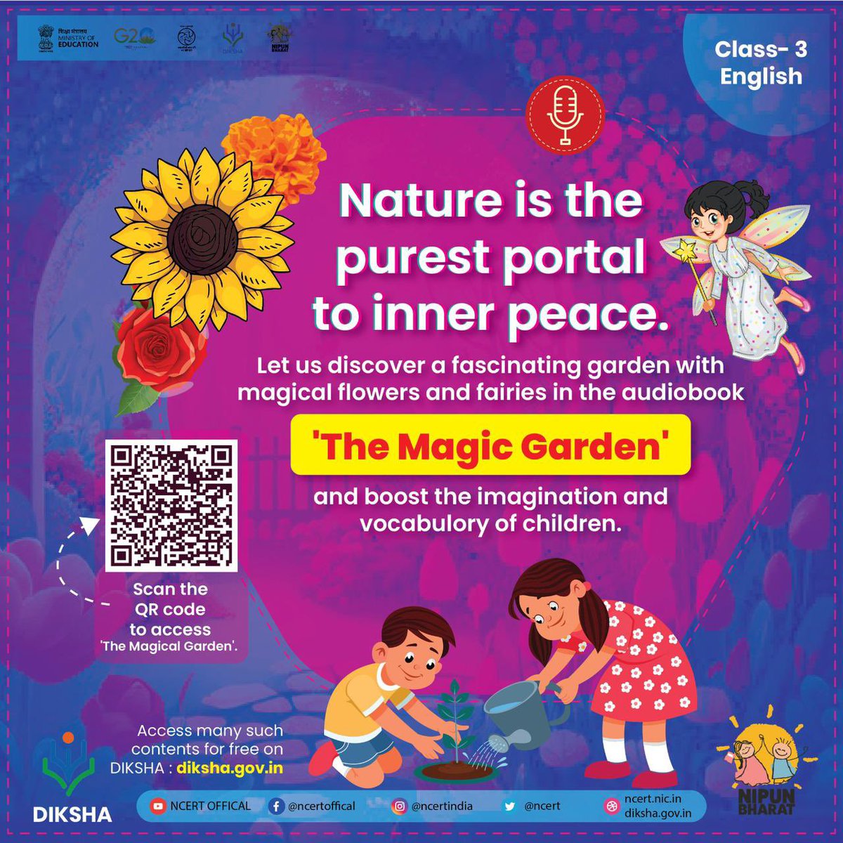 In today's digital world, it is important to interact with nature and learn more about our environment. Let us listen to the audiobook 'The Magical Garden' and learn new words with an illustrous description of a magical world.