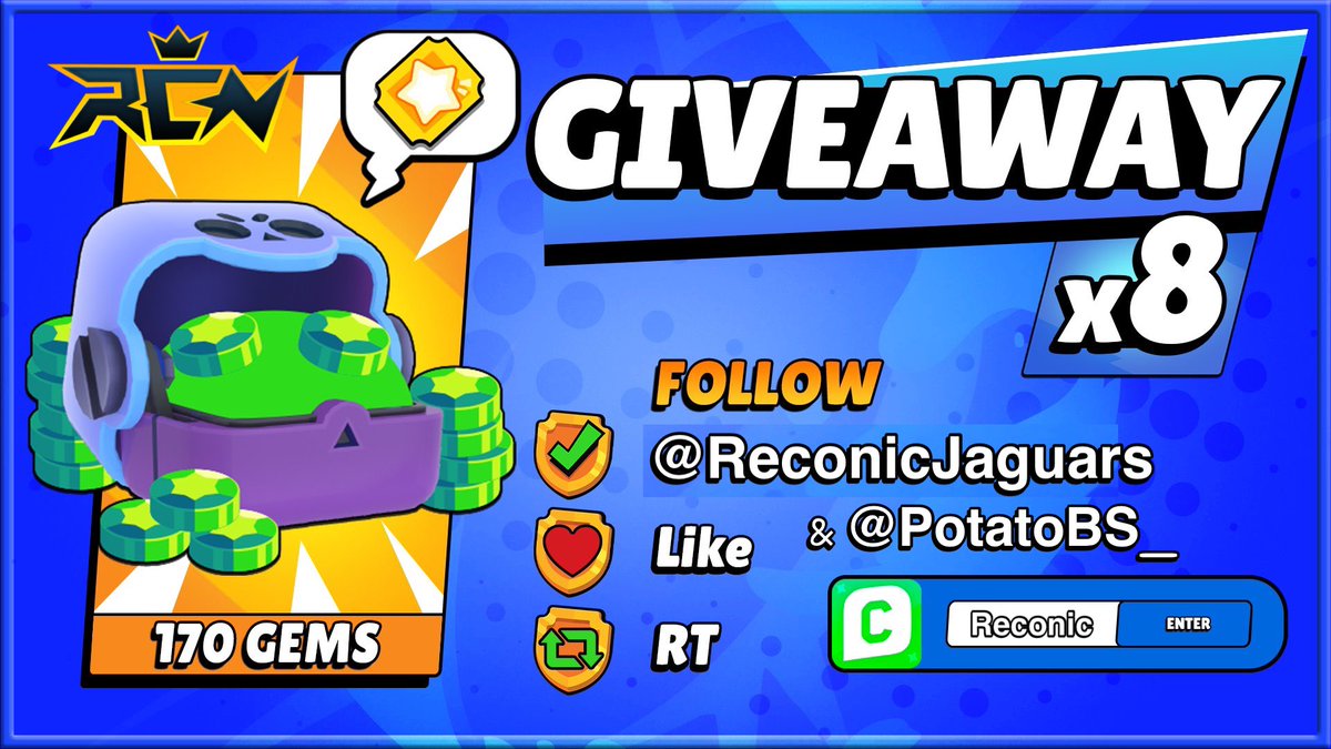 💎 x8 170 Gems Giveaway 💎

Among the winning codes distributed by creators are 5 hidden GOLDEN CODES who get 170 gems + ONE WISH granted by Supercell.

To Enter;
✅ Follow <a href="/ReconicJaguars/">Reconic Jaguars</a> &amp; @PotatoBs_ 
❤️ Like
🔁 Retweet
🗓️ Winners drawn October 21st

#ShootingStarrDrops