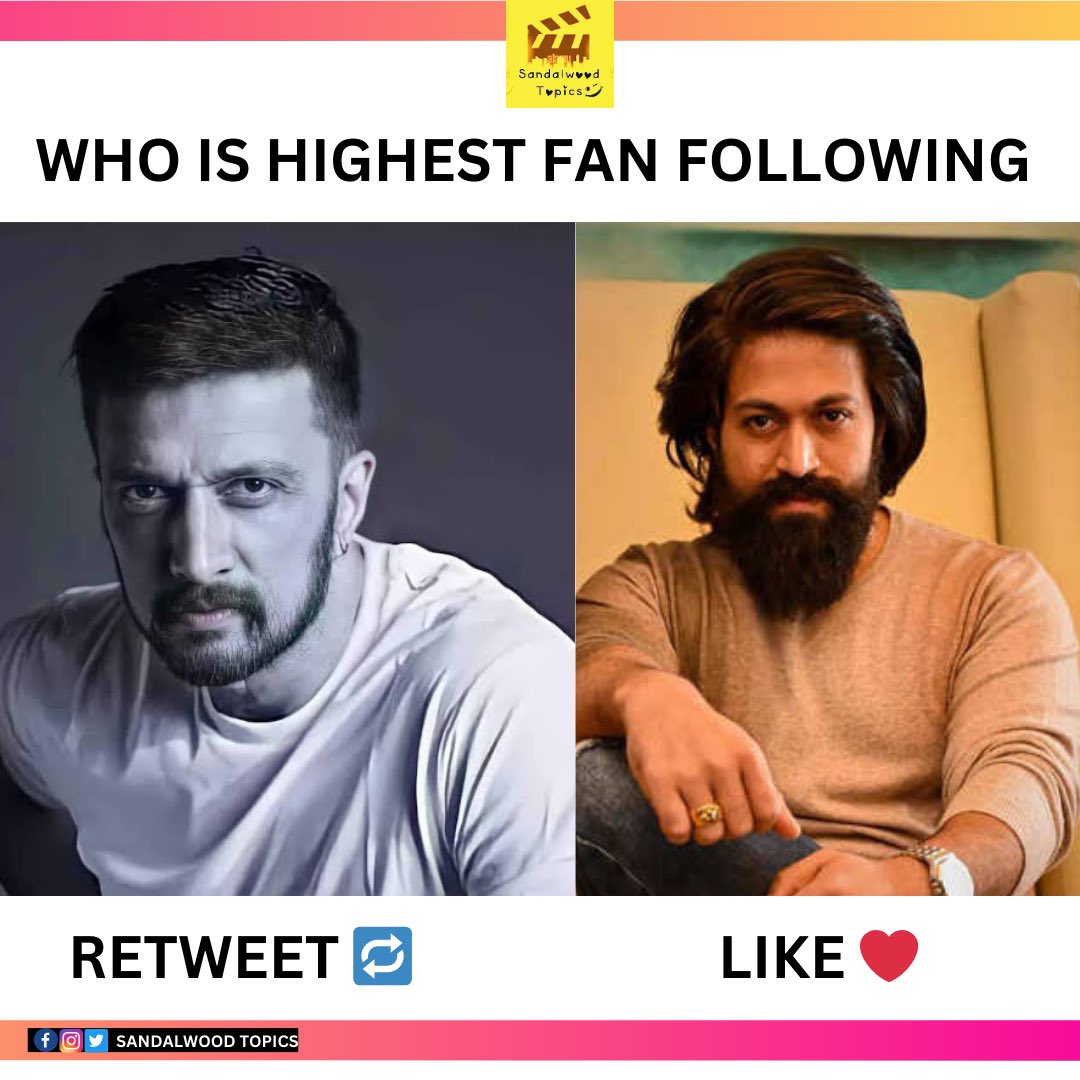 Sandalwoodtpics's tweet photo. Highest Fan Base 🔥

Sudeep     -----   🔁
YASH   ----- ❤️

@KicchaSudeep @TheNameIsYash 
#MaxTheMovie #Yash19 
#KicchaSudeep #YashBOSS https://t.co/K33yQr4m8Z