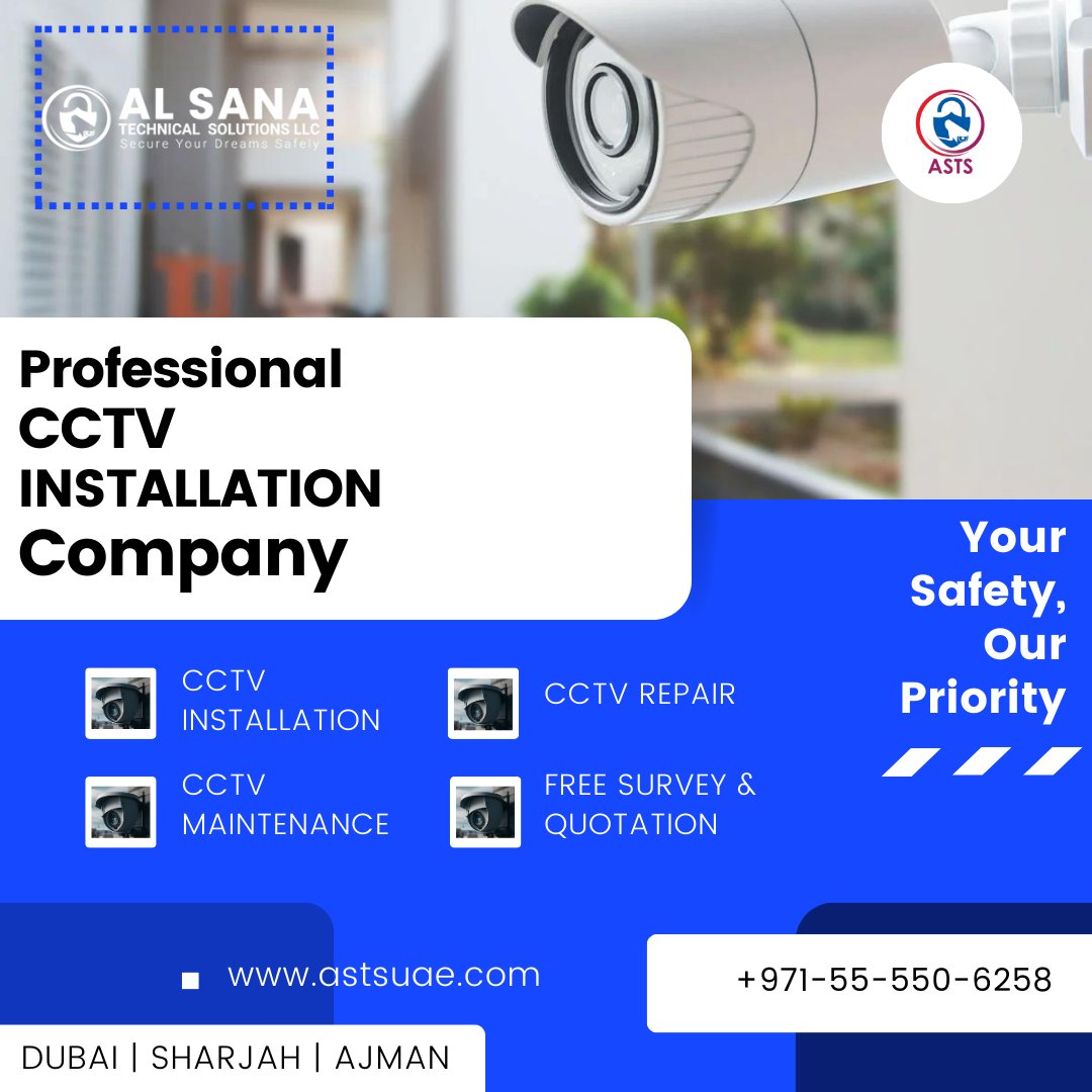 #AlSanaTechnicalSolutions - Your Trusted CCTV Installation Experts in Dubai, Sharjah, and Ajman! 📷🔒 #SecurityMasters #CCTVPro #DubaiSecurity #SharjahSafety #AjmanCCTV #TopChoice