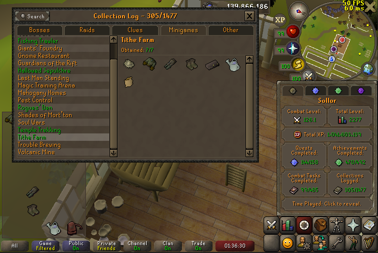 twitchkoskine's tweet image. Tithe Farm 📜✅
#OSRS #runescape #collectionlog