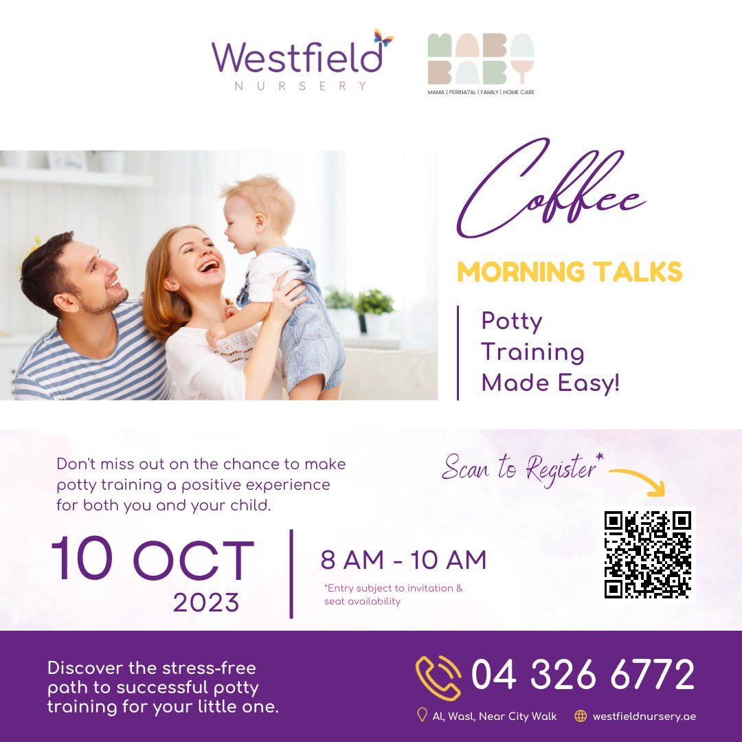 westfielddxb's tweet photo. Discover the Secret to Stress-Free Potty Training! Limited spots are available! 
Sign-up now at https://t.co/2MVAmpA8RN 
*Entry is subject to invitation &amp; seat availability
#PottyTrainingSuccess #ParentingMadeEasy #Parenting #DubaiMoms #WestfieldNursery #CityWalk https://t.co/e9XTILnWv4