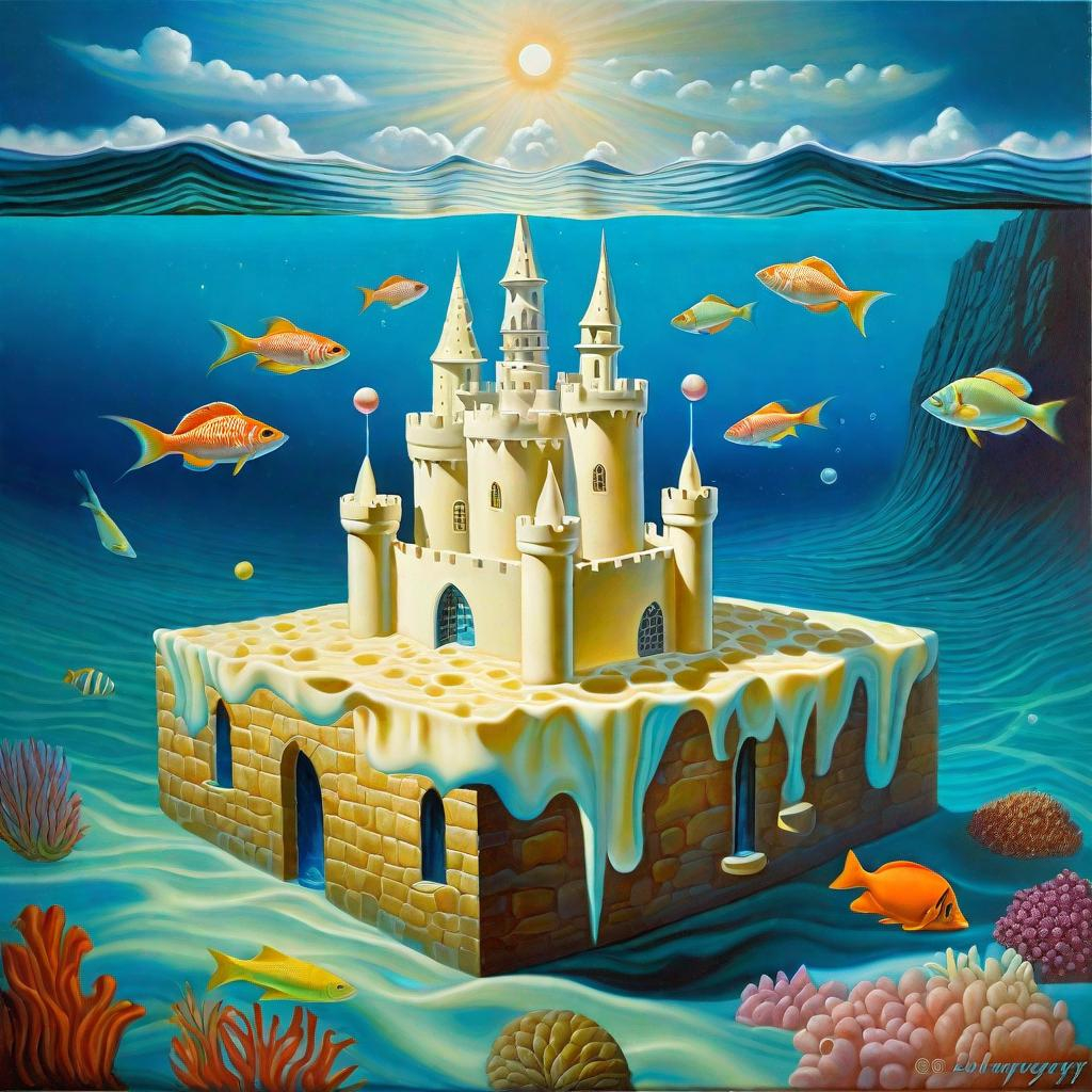 How is your day?😬
#ClockTower #Cheese #WhiteChocolate #Castle #Underwater #Surrealist #Paintings #unconventional #dreamlike

'Surrealist Paintings'⬇️
🔗promptbase.com/prompt/surreal…