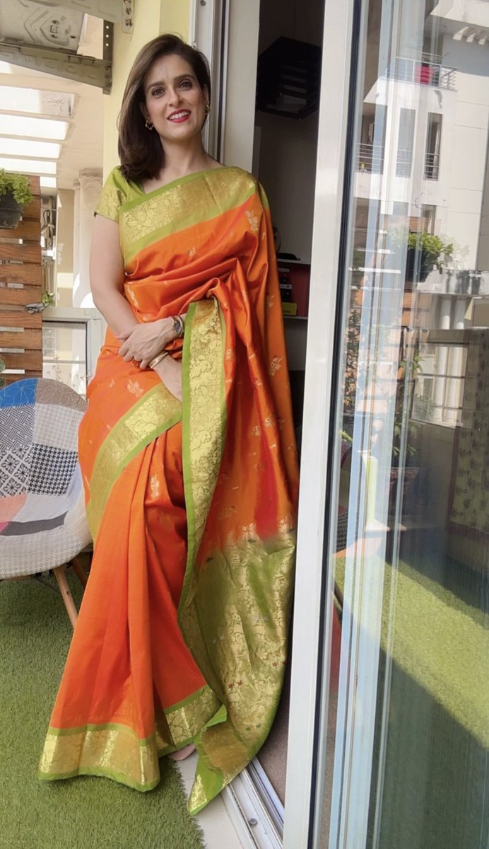 The grandeur of a #silksaree 🧡💚
#sareestory
#sareeisanemotion