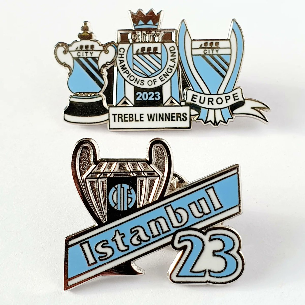 Matchday competition 

Win these two pin badges celebrating our famous win in Istanbul 

Retweet to enter 

If City win and Erling scores we'll give away two badges to a follower who retweets 

Good luck and c'mon City