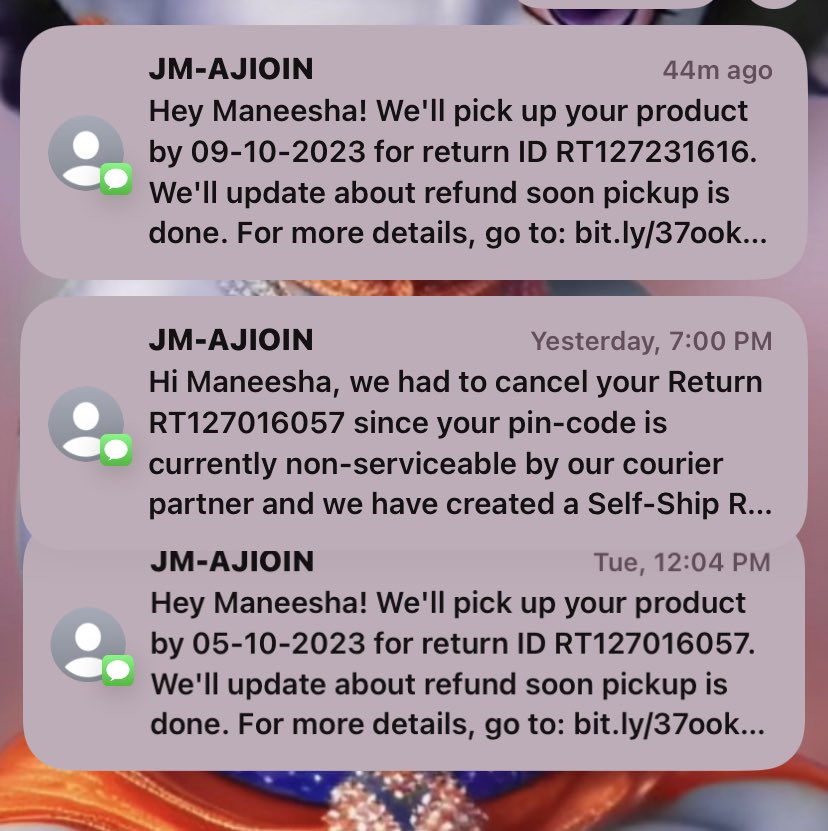 SarkarManeesha's tweet photo. @AJIOLife a product was delivered in august &amp; still the product not picked up. This is my last try to resolve the issue. Next step is consumer forum. https://t.co/hnsjJKqgUw