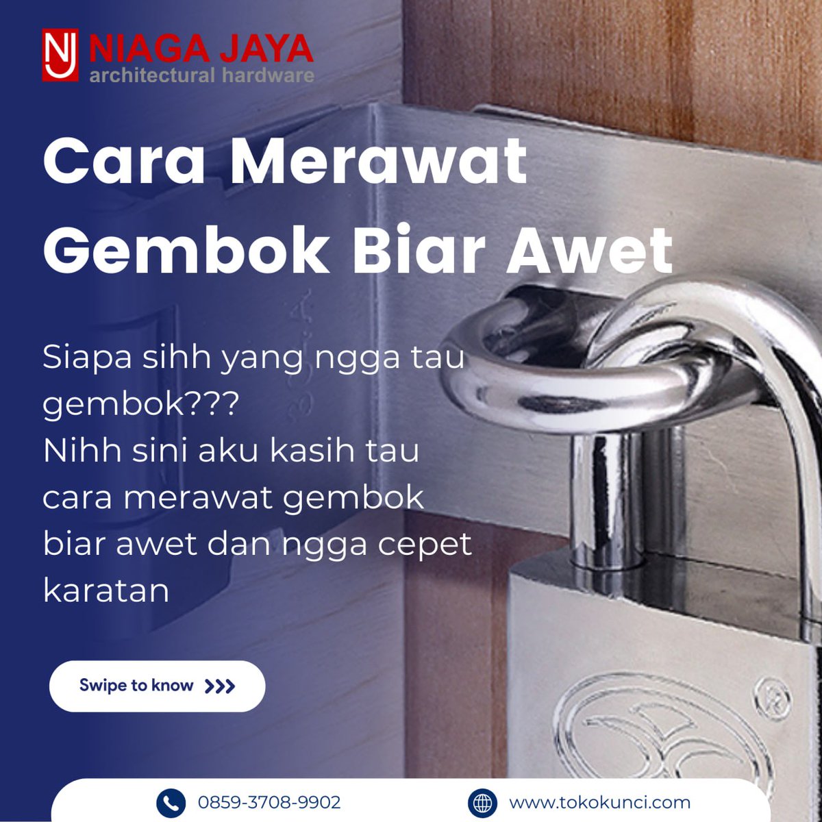 NiagaJayaBali's tweet photo. Halo Sobat NJ✨
Hari ini admin mau berbagi Tips -CARA MERAWAT GEMBOK BIAR TETAP AWET-
Yuk kita simak !
Geser untuk informasi selanjutnya ya➡️
#tokokunciterbaik #tokoaksesorispintu #inkindobali #hdiibali #iaibali #dpdreibali #bppgapensi #tips #merawat #gembok #pintu #jendela https://t.co/ntnDmRb3w6