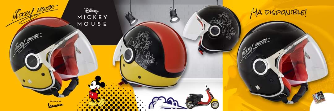 ➡️¡Siente la magia en cada viaje con el nuevo casco Vespa Mickey Mouse! 🐭✨

¡Haz que tus paseos sean aún más divertidos con el encanto de Mickey! 🛵💫 

✅Pantalla con tratamiento antirayaduras.
✅Gafa solar
✅Cierre micrométrico

#VespaMickeyMouse #casco