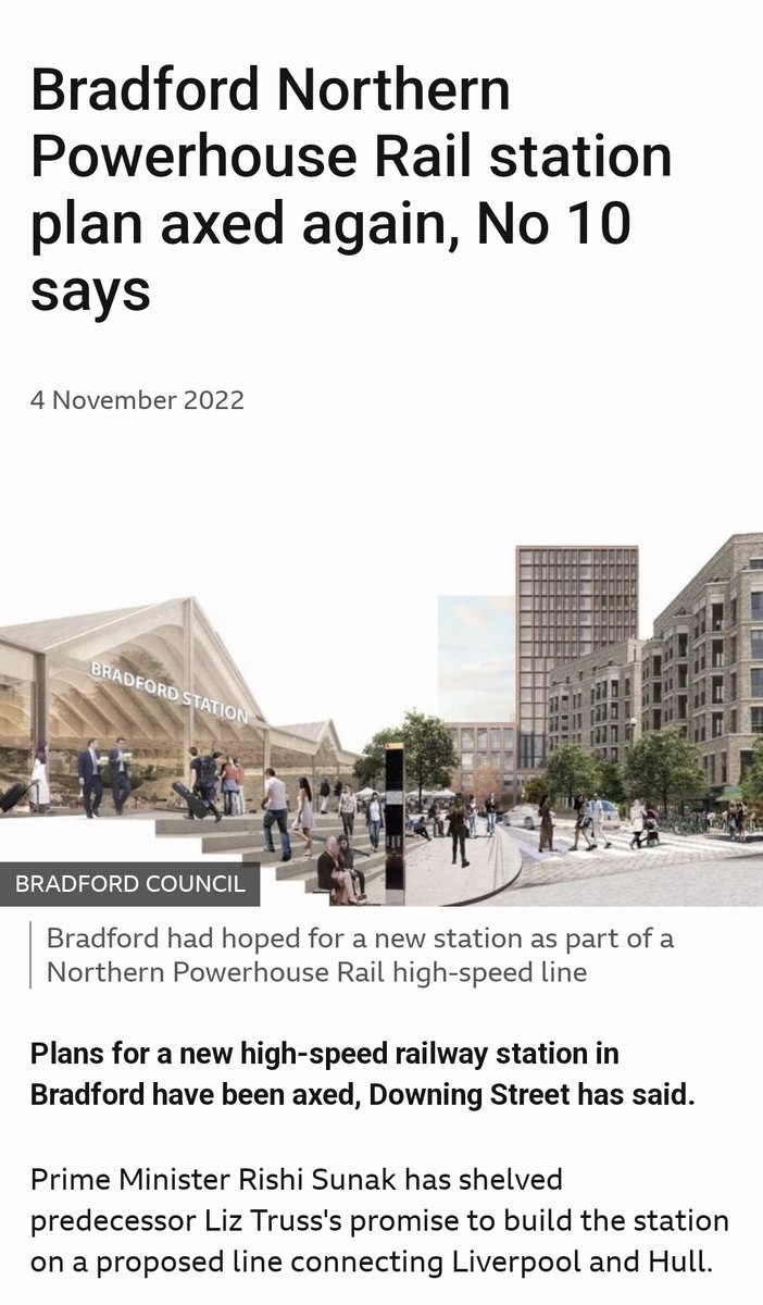 thomasforth's tweet photo. Last great Bradford station plan lasted a month. I suspect we'll get a bit longer this time. But the outcome will most probably be the same. It doesn't go to London. It won't be funded. https://t.co/dA1tKK1JAB