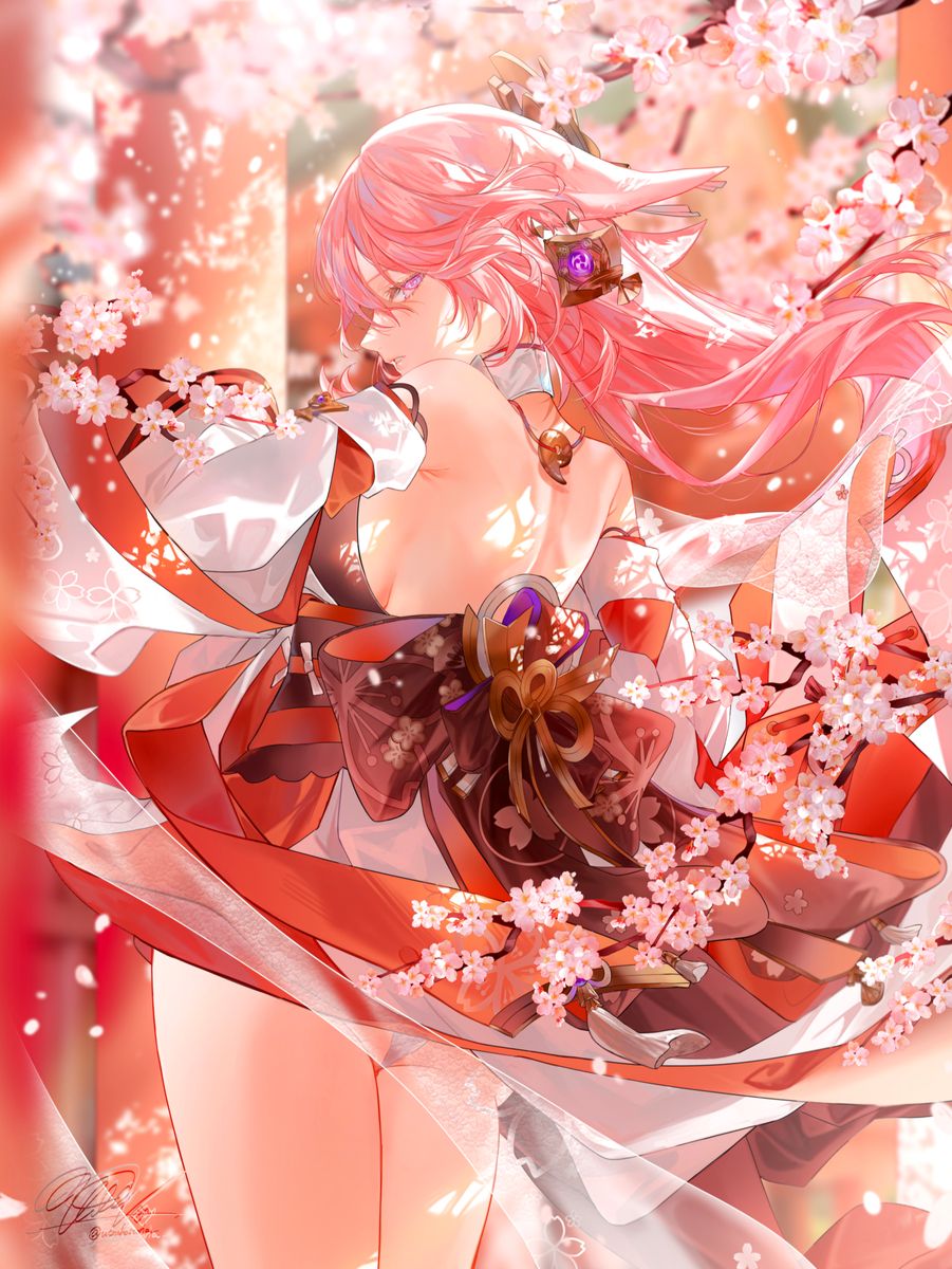 #GenshinImpact  #原神イラスト #原神 #八重神子 #GuujiYae
Credits：UllV◇ from Pixiv
Source：pixiv.net/artworks/10950…