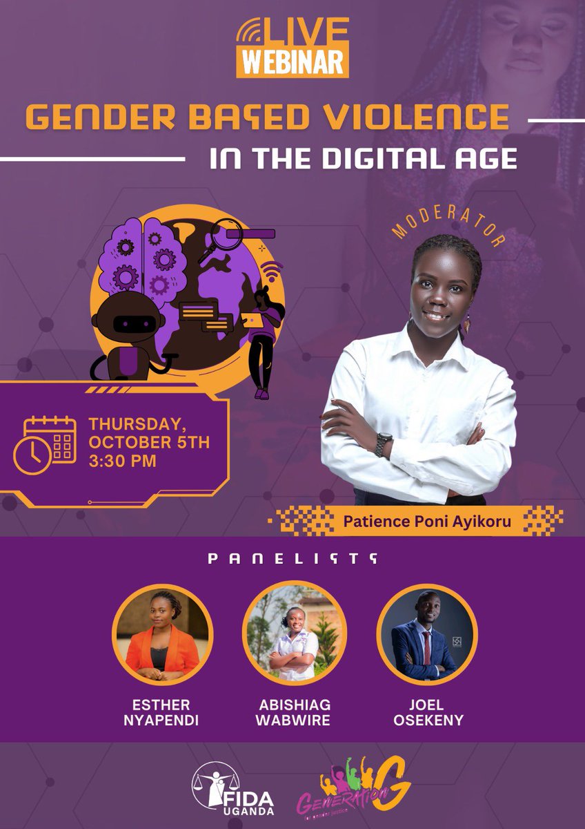 Join me #TOMORROW afternoon for a webinar aimed at "Addressing Online Gender-Based violence in the Digital Age" with panelists: Esther Nyapendi, Abishiag Wabwire and Joel Osekeny.