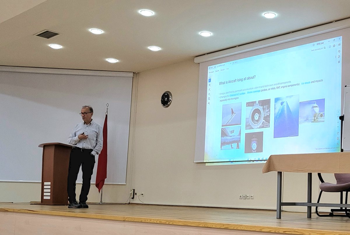 Bölüm seminerlerimiz kapsamında dönemin ilk konuğu olarak Dr. Fatih Tezok'u (Senior Manager Aircraft Architect and Icing Expert, Airbus) "Geçmişten günümüze hava araçlarında buzlanma, tasarım, sertifikasyon ve yeni teknolojiler" konulu semineri dolayısıyla bölümüzde ağırladık.