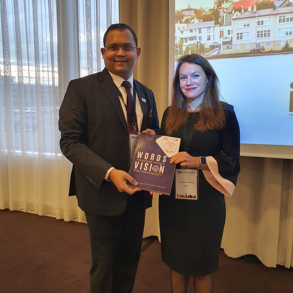 ipranavgupta's tweet photo. Delighted to present the souvenir 'Words Of Vision: Indian Publishing @2047' to Secretary General and CEO of #IFRRO Ms Anita Huss-Ekerhult at the World Congress in #Reykjavík, #Iceland.
@smritiirani @Sunil_Deodhar @FIP_India @IRRO_Official https://t.co/ltWVBmjQZ8
