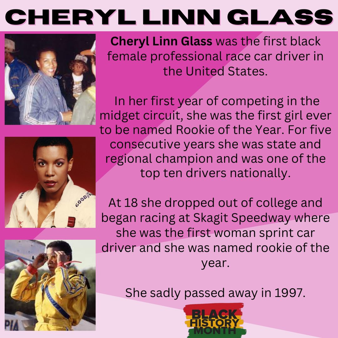 WIAMRMag's tweet photo. To celebrate #blackhistorymonth our woman of the week is Cheryl Linn Glass
She was the first African-American professional racer and was a truly talented person
#BlackHistoryMonth2023 #womeninmotorsport #femalesinmotorsport #BlackHistoryMonth #wiamrmag #motorsportmagazine https://t.co/qVJs5rREsB