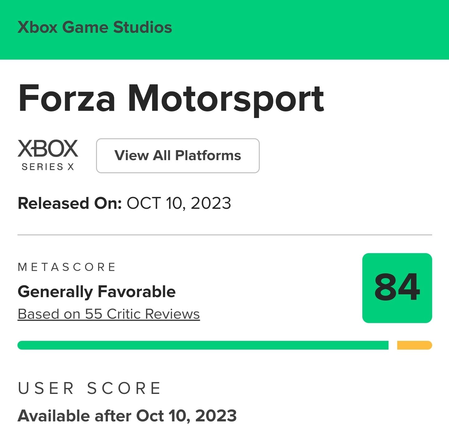 Forza Horizon 4 - Metacritic