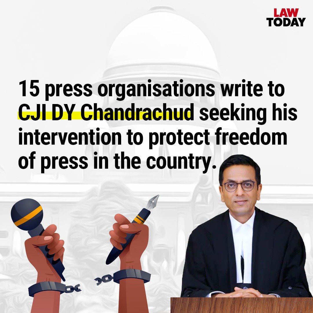 JUST IN: 15 press organizations write to CJI DY Chandrachud seeking intervention to protect press freedom. Letter asks SC to discourage seizure of journalists’ phones & laptops on a whim, prevent misguided 'fishing expeditions' and ensure the accountability of State agencies.