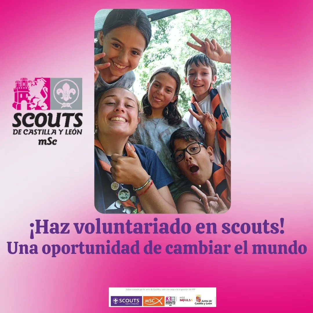 ScoutsCyL's tweet photo. Al hacer voluntariado en Scouts de Castilla y León-MSC tendrás la oportunidad de ser la parte activa del cambio que quieres ver en el mundo. ✅🌍
¡Te esperamos! ℹ️➡️ sede@scoutscyl.org
#yosoyscyl #scoutsmsc #scoutscyl #voluntarioscout #voluntariado https://t.co/hXA1ktwHGs