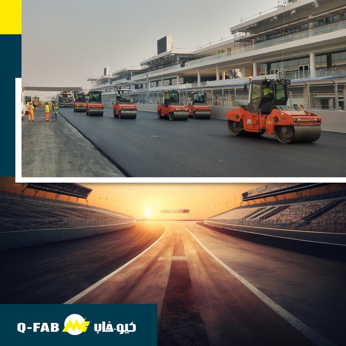 QFAB_QA's tweet photo. Q-Fab extends its gratitude to the project consultant and contractor for their trust in the superior quality of Hamm Rollers for the asphalt compaction of their sensitive project on the upgradation of the Lusail race track. 🏁🏎️

#QatarGrandPrix #LusailCircuit #QFab #FORMULA1 https://t.co/YUirGdlnYW