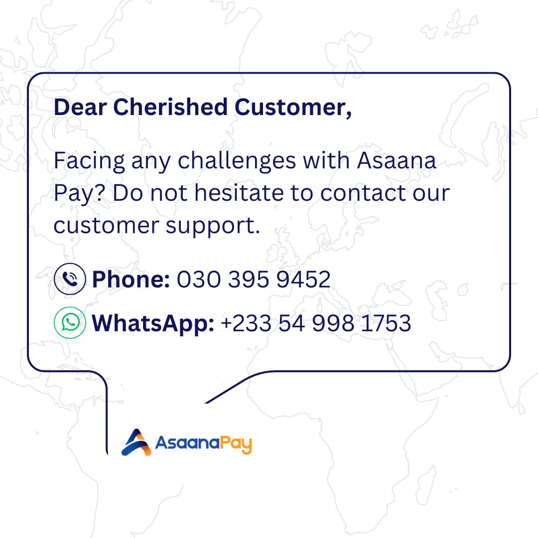 asaanapay's tweet photo. Facing any challenges with Asaana Pay? Do not hesitate to contact our customer support.
We are always ready to assist! https://t.co/gjtAfhzgPh