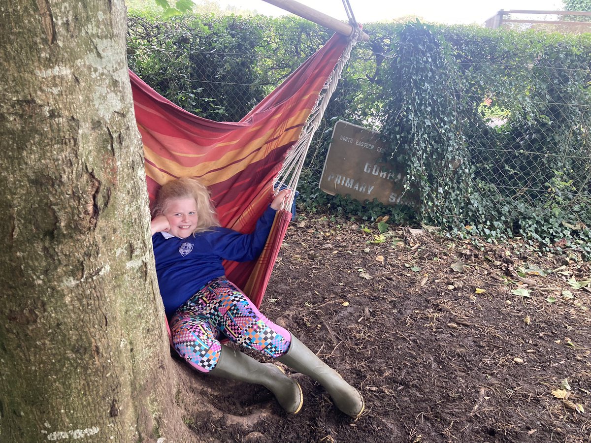 #outdoorplay 
It is wonderful to see the range of play during our lunchtimes in the Welly Woods. From pottery to baking and mobile phone making to chilling in the hammocks. #kidsplay
