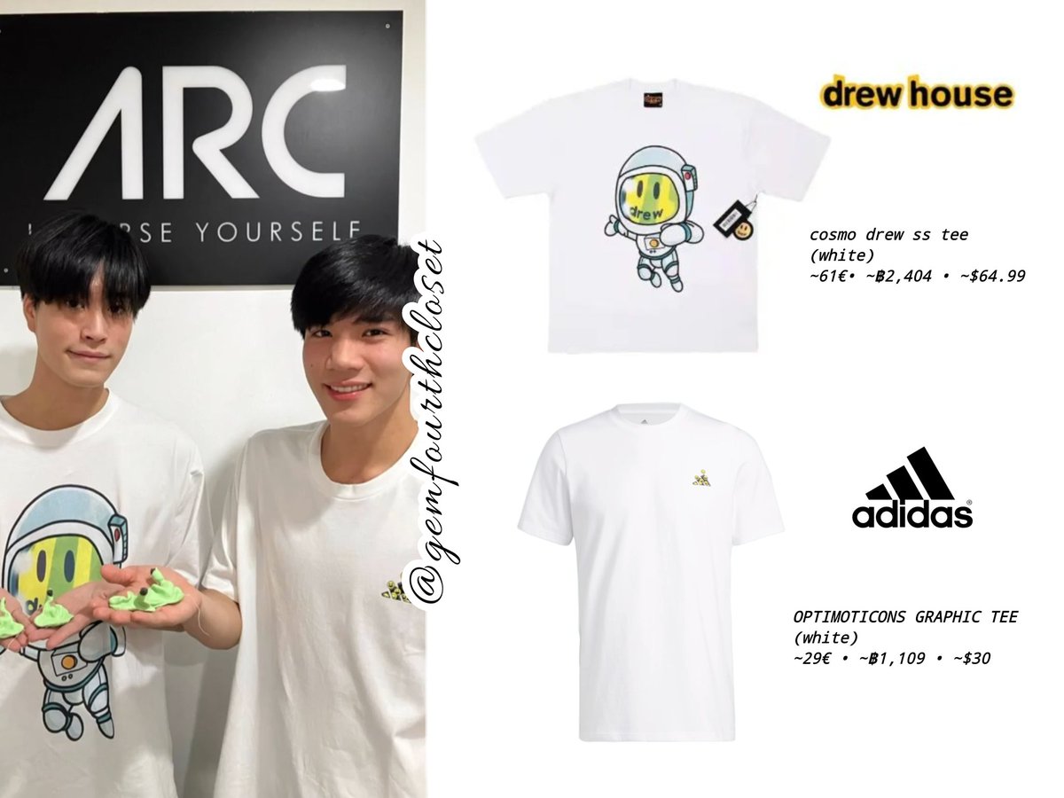 04.10.2023 Arccustom IG Reels

✧ Drew House 
cosmo drew ss tee
✧ Adidas
OPTIMOTICONS GRAPHIC TEE

#GeminiFourth #เจมีไนน์โฟร์ท 
#Gemini_nt #เจมีไนน์
#Fourthnattawat #โฟร์ทณัฐวรรธณ์