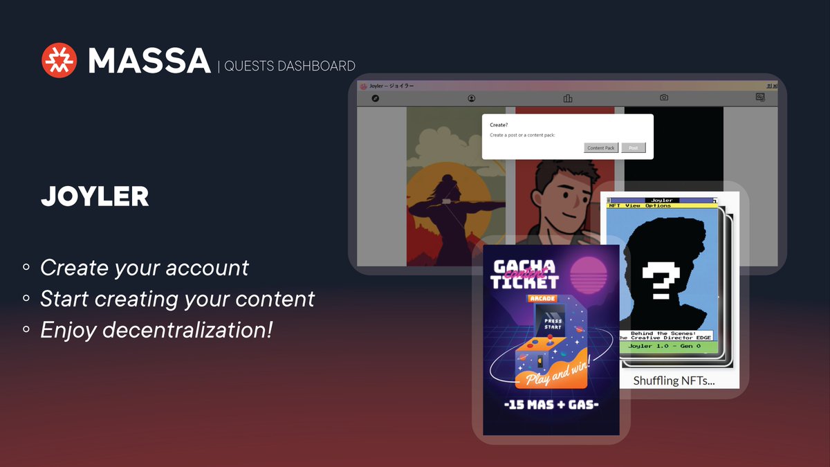 Joyler strives to fix web2 social problems with web3 tech and a hint of IRC nostalgia ❤️

🌐 They are part of the Massa Ecosystem, and we are happy that they chose us to build their project!
You can try it at dashboard.massa.net

🫂 Together we are reshaping the future,