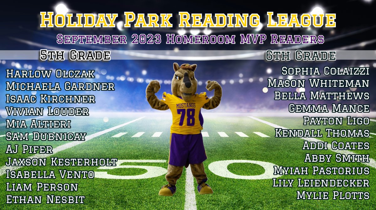 📚🏈Kicking off the year by proudly announcing Holiday Park Reading League's September 2023 Homeroom MVPS! 🏈📚#plumlearns #plumproud
<a href="/hprl_pbsd/">Holiday Park Reading League</a>
<a href="/HPEPBSD/">Fran Sciullo, D.Ed.</a>
<a href="/PlumTeachers/">Plum Teachers</a>