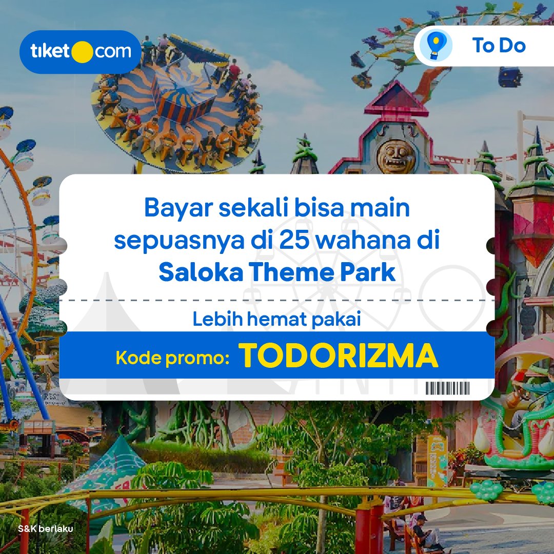 tiket's tweet photo. 📢 INFO PENTING BUAT KAMU YANG BUTUH REFRESHING😊

Naik banyak wahana seru  jadi lebih hemat pakai kode promo To Do! 😌

Beli tiket atraksi murah di sini sekarang! 👇
https://t.co/ljSIOVNVcX

#Bulatkantiketmu #tiketMurah https://t.co/vuI3BlcUFV