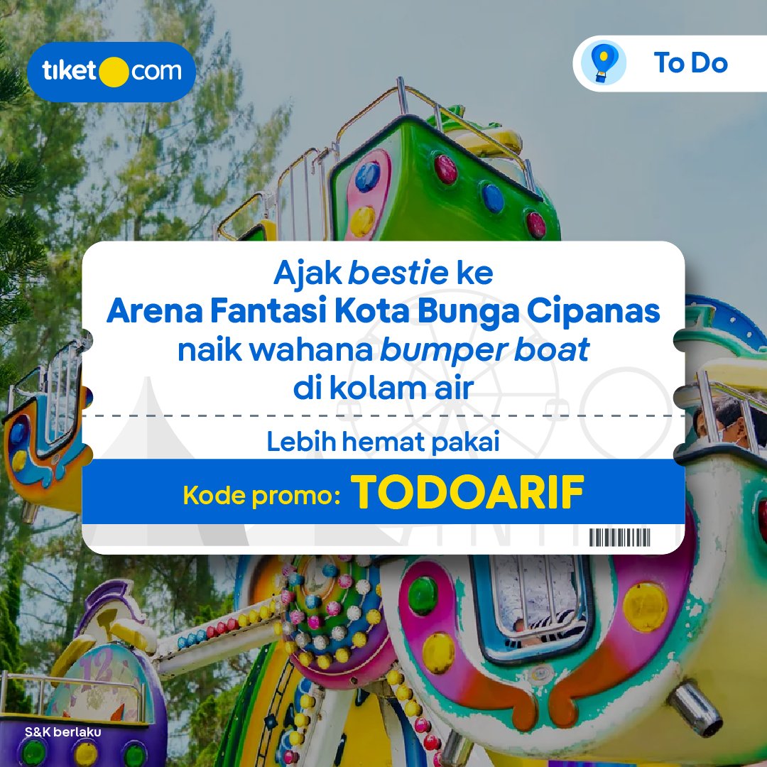 tiket's tweet photo. 📢 INFO PENTING BUAT KAMU YANG BUTUH REFRESHING😊

Naik banyak wahana seru  jadi lebih hemat pakai kode promo To Do! 😌

Beli tiket atraksi murah di sini sekarang! 👇
https://t.co/ljSIOVNVcX

#Bulatkantiketmu #tiketMurah https://t.co/vuI3BlcUFV