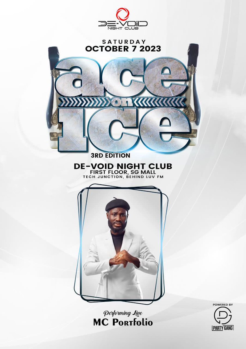 Portfoliothemc's tweet photo. We Dey abonten this weekend @DE-VOID night club🔥 #AceOnICE👌 https://t.co/Gd8a4zXrXB