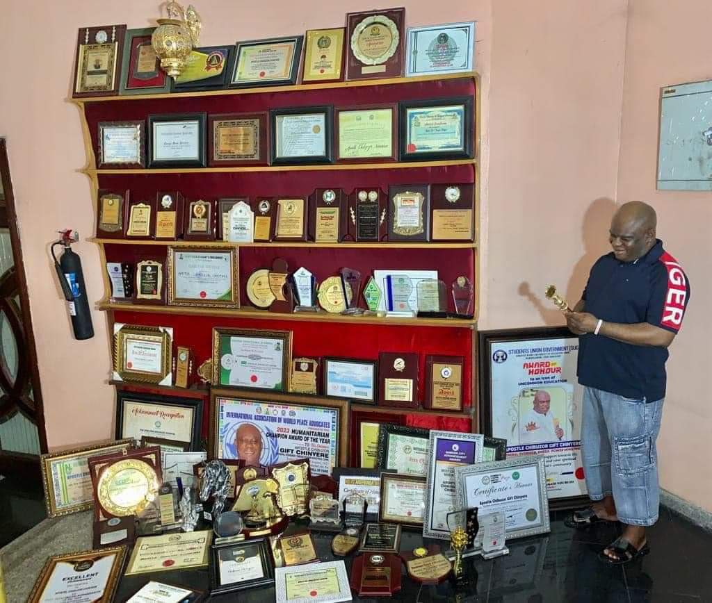 OPM Pastor, Apostle Chibuzor Gift Chinyere Displays Awards He Has Won so far.

#phtwittercommunity