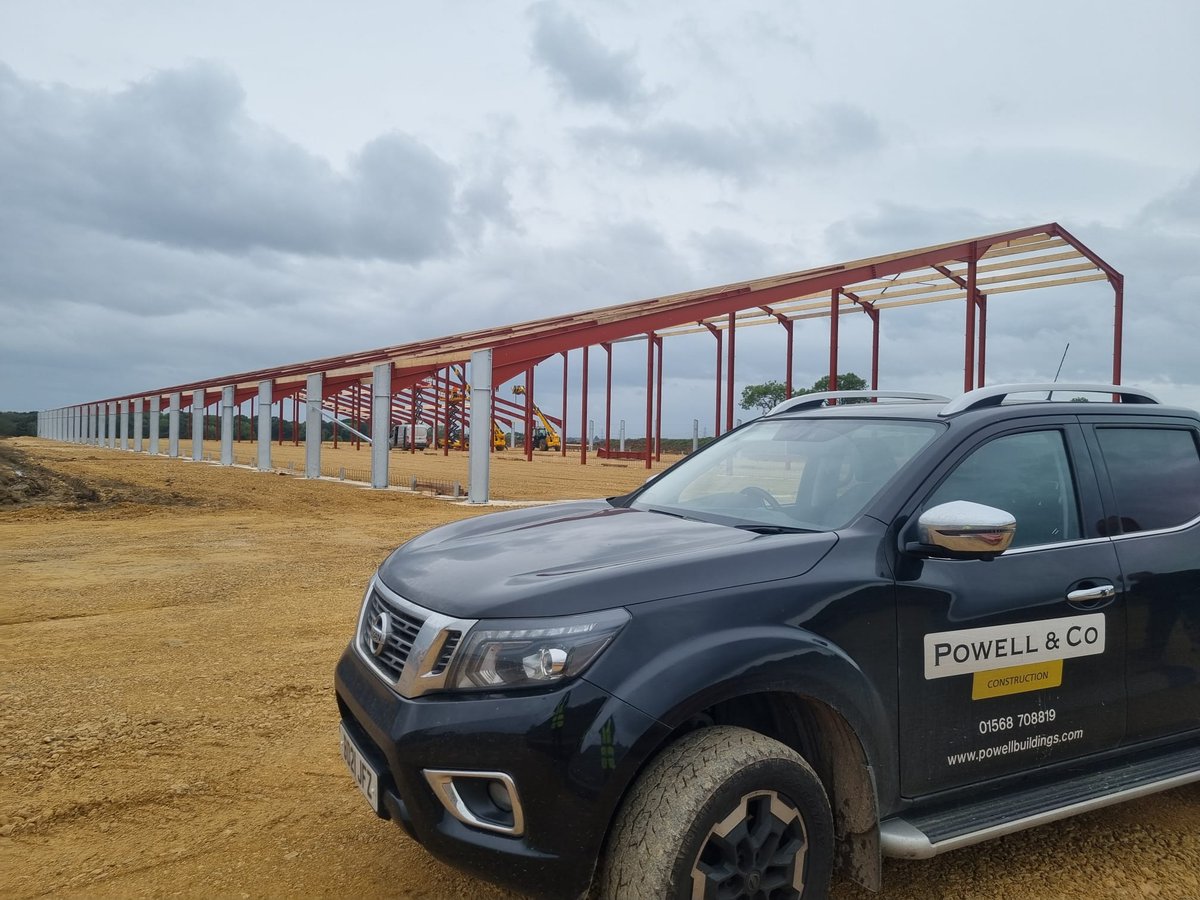 Powell_Ltd's tweet photo. The steel frame has been erected on a site in Durham, with groundworks completed by Connops.  The free-range unit is 130.910m x 51.110m. #construction #poultryhousing #teamwork #nfupoultry https://t.co/c7mKCmqBy2