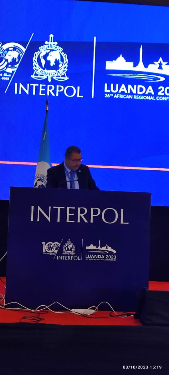 AFRIPOL Ag Executive Director addressing the INTERPOL 26th African Regional Conference, taking place in Luanda, Angola from 3-5 October 2023.