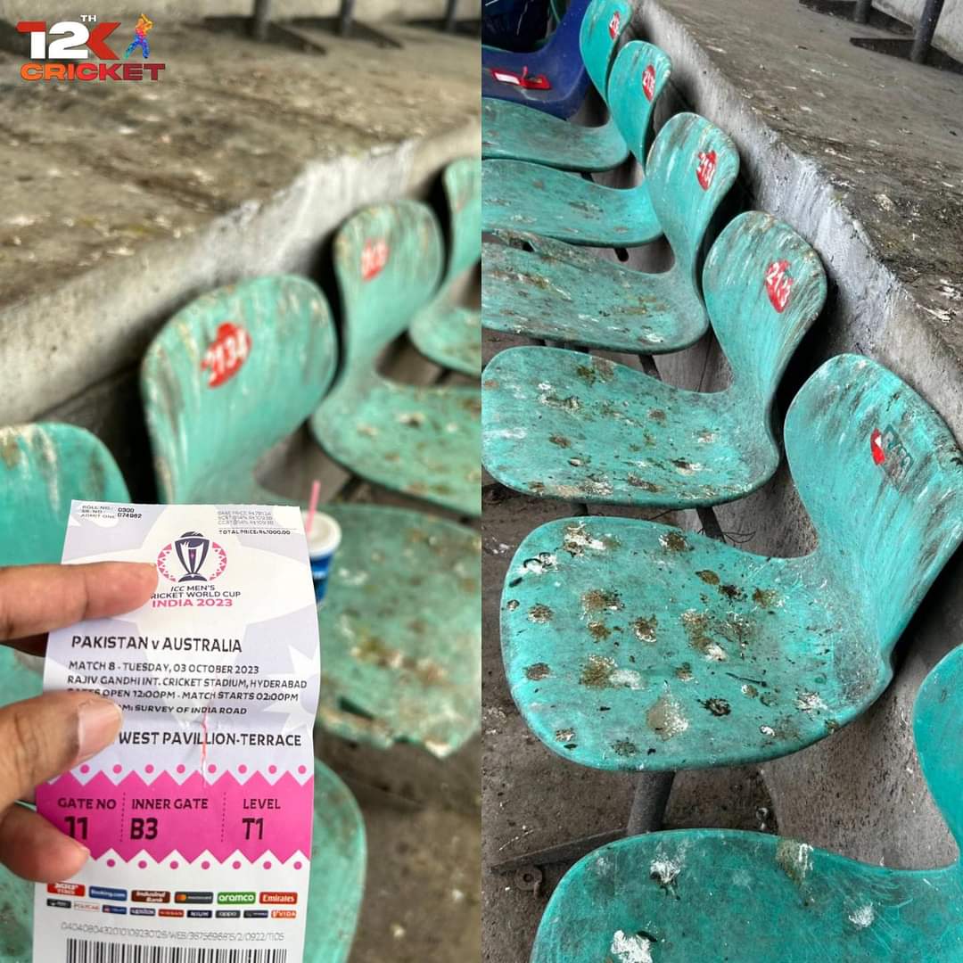 ravina044's tweet photo. Shocking management 😐

Seats for fans in Hyderabad for the 2023 Cricket World Cup. 

📸- Twitter 

#hyderabad #cricketworldcup #cricketnews #pakvsaus #cricket #worldcup https://t.co/yRIO4NKUTU