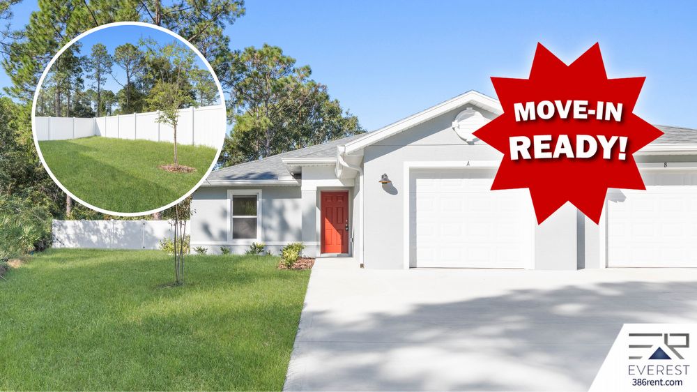 🚨 RENTAL! FULLY FENCED, BRAND NEW 3/2/1 TOWNHOUSE ON A CUL DE SAC IN BEAUTIFUL SEMINOLE WOODS PALM COAST, FL
386rent.com/palm-coast-hom…

#palmcoast  #rentalproperty #propertyinvestment #propertyforsale #propertyforrent #propertymanagement #propertymanager #386rent  #EverestRealty