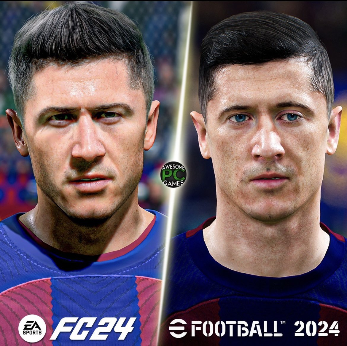 dahboss_vibez's tweet photo. EA Sports FC 24 vs Football 2024
Manchester City &amp; FC Barcelona Player Faces Comparison, A thread 

1. Robert Lewandowski https://t.co/CCenLgsbWL