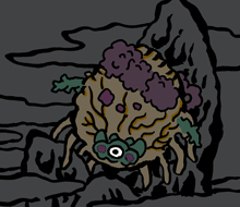 no humans pokemon (creature) black eyes solo one-eyed jaggy lines cave  illustration images