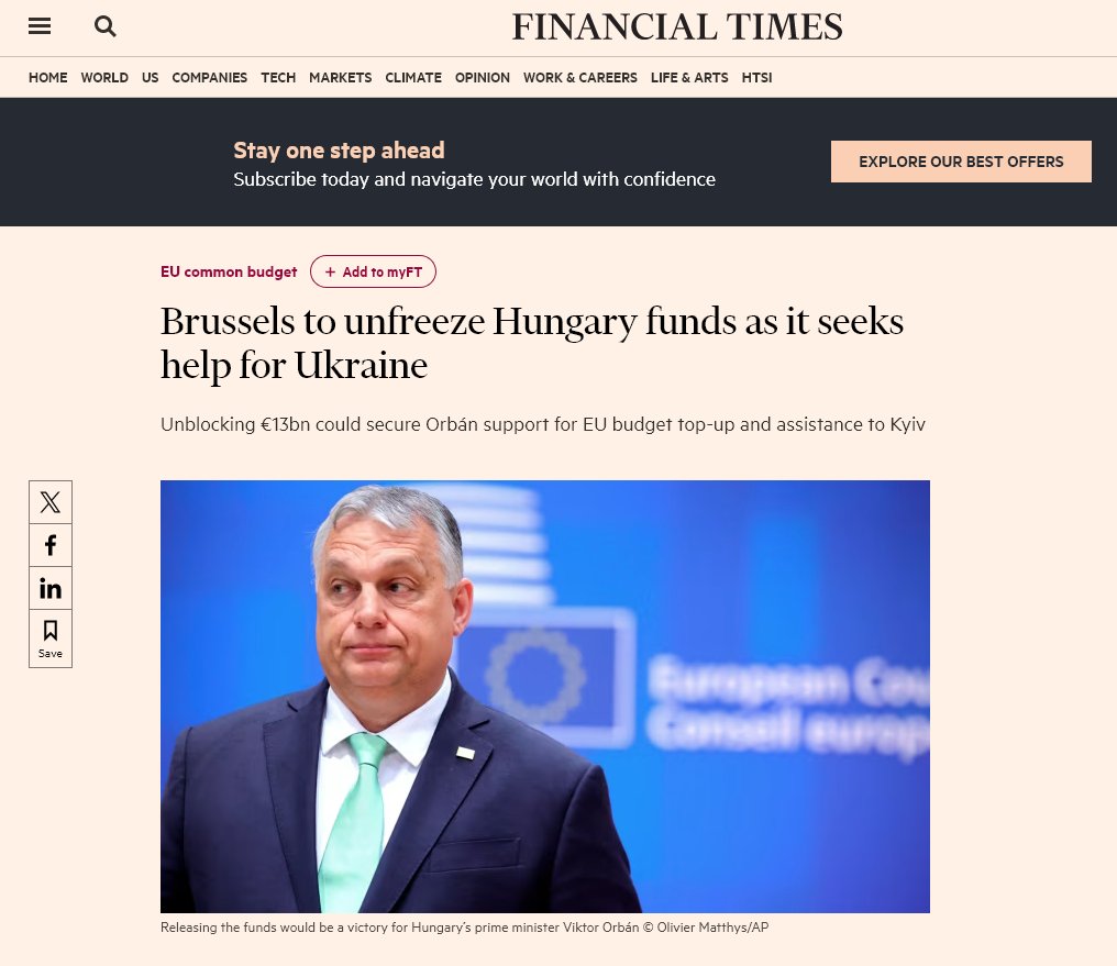 🇪🇺⚖️💶🇭🇺🇺🇦 The big rule of law story this week - EU is considering releasing the Hungarian recovery fund to get Orban to stop obstructing aid to Ukraine. A Faustian deal if it happens, trading money for democracy and the rule of law. 1/
