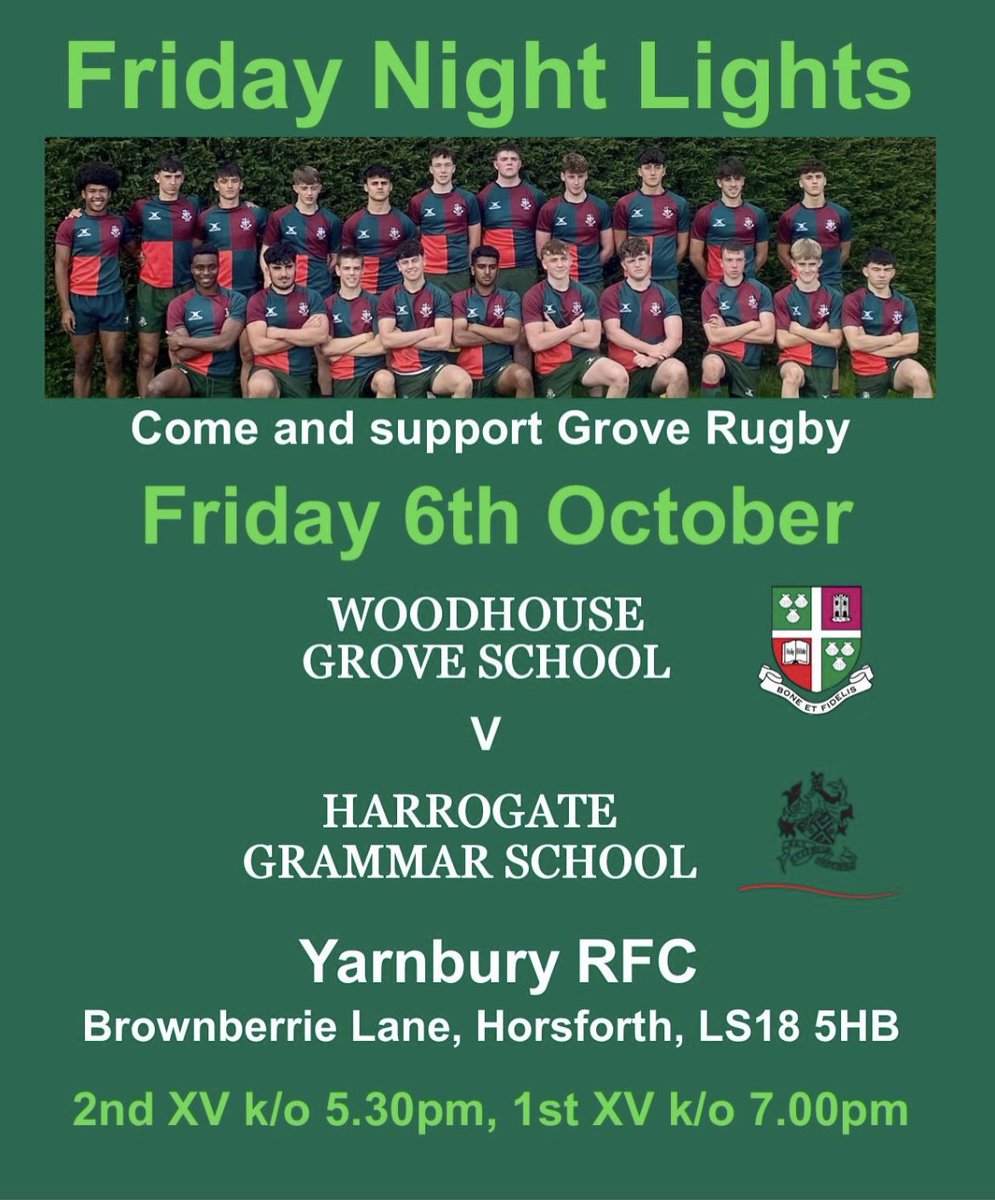 WGRugby's tweet image. Get down and support the boys on Friday night. Hopefully it will be great occasion and experience for both sets of teams @HarrogateGS